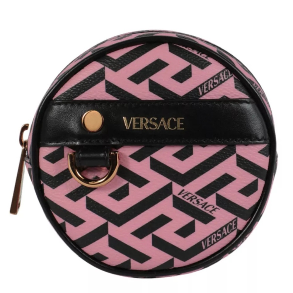 NWT Versace La Greca Pink Round Micro Pouch Belt Bag